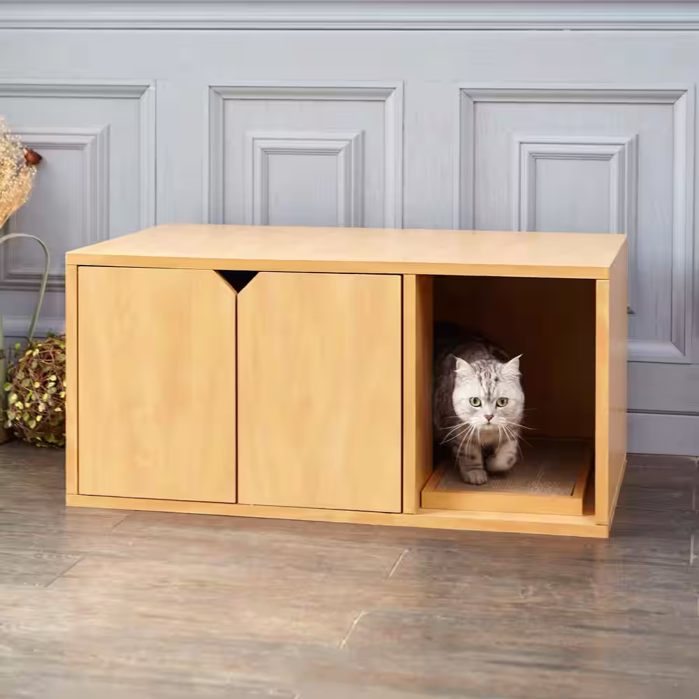 Way Basics Eco zBoard Natural Modern Cat Litter Box Enclosure Furniture