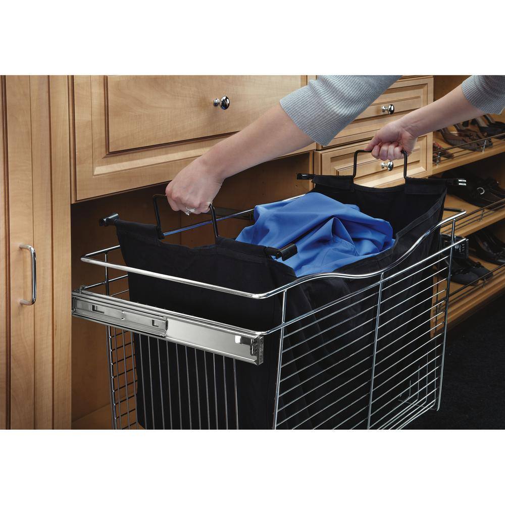 Rev-A-Shelf 18 in. H x 24 in. W Black Cloth 1-Drawer Wide Mesh Wire Basket