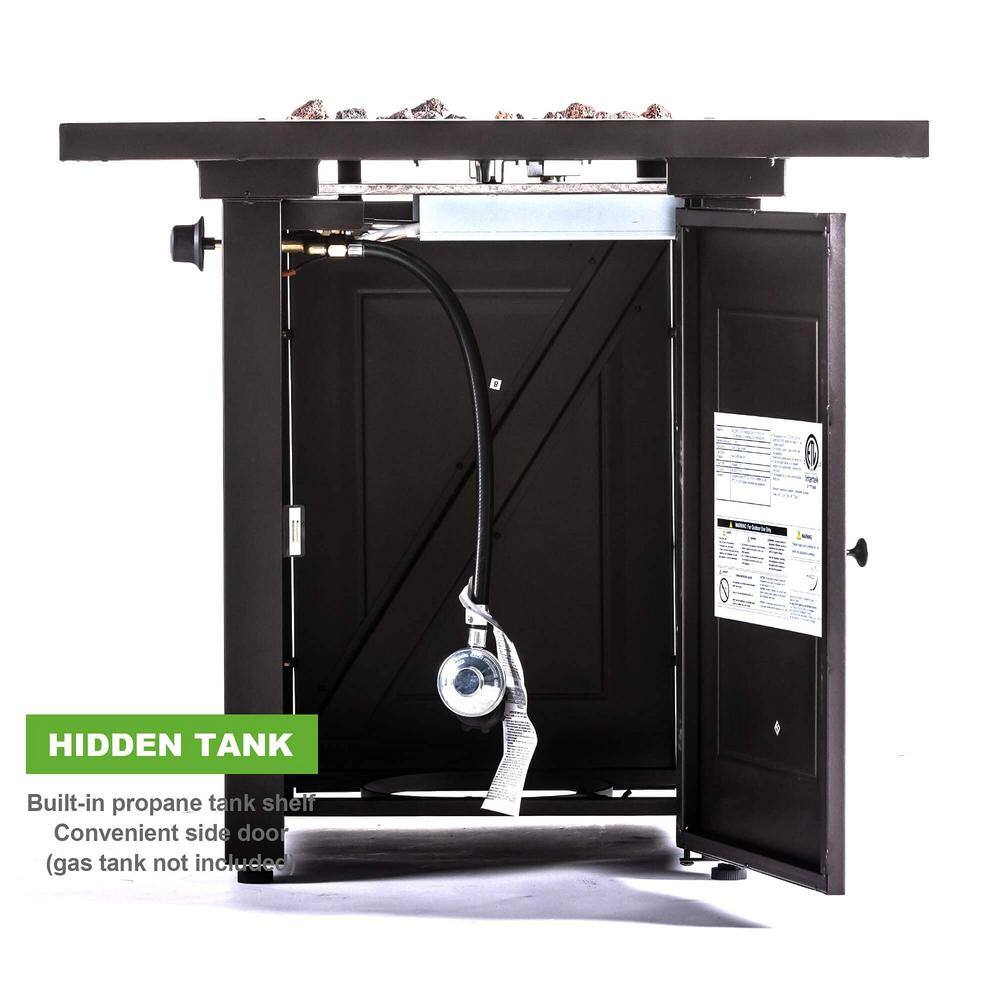 None 50,000BTU Outdoor Propane Metal Fire Pit Table with Adjustable Flame in Brown