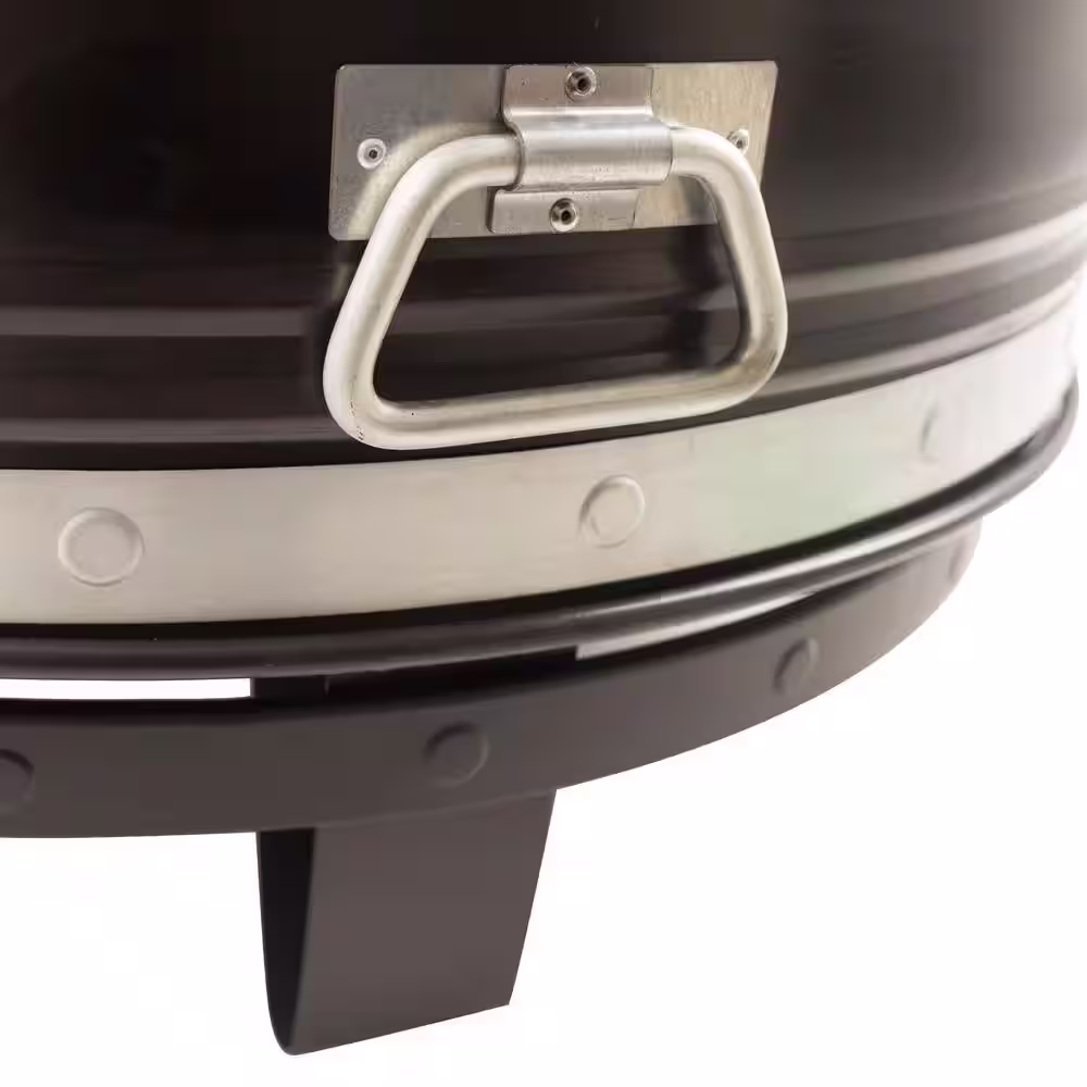 Pleasant Hearth Colossal 36 in. Round Steel Fire Pit in Black and Silver with Cooking Grid