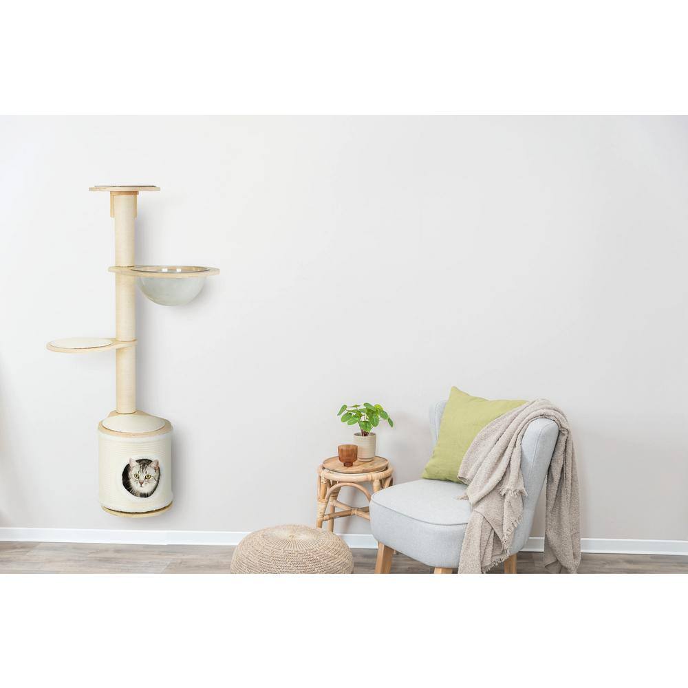 TRIXIE Mateo Wall Mounted Cat Tree, Natural/White