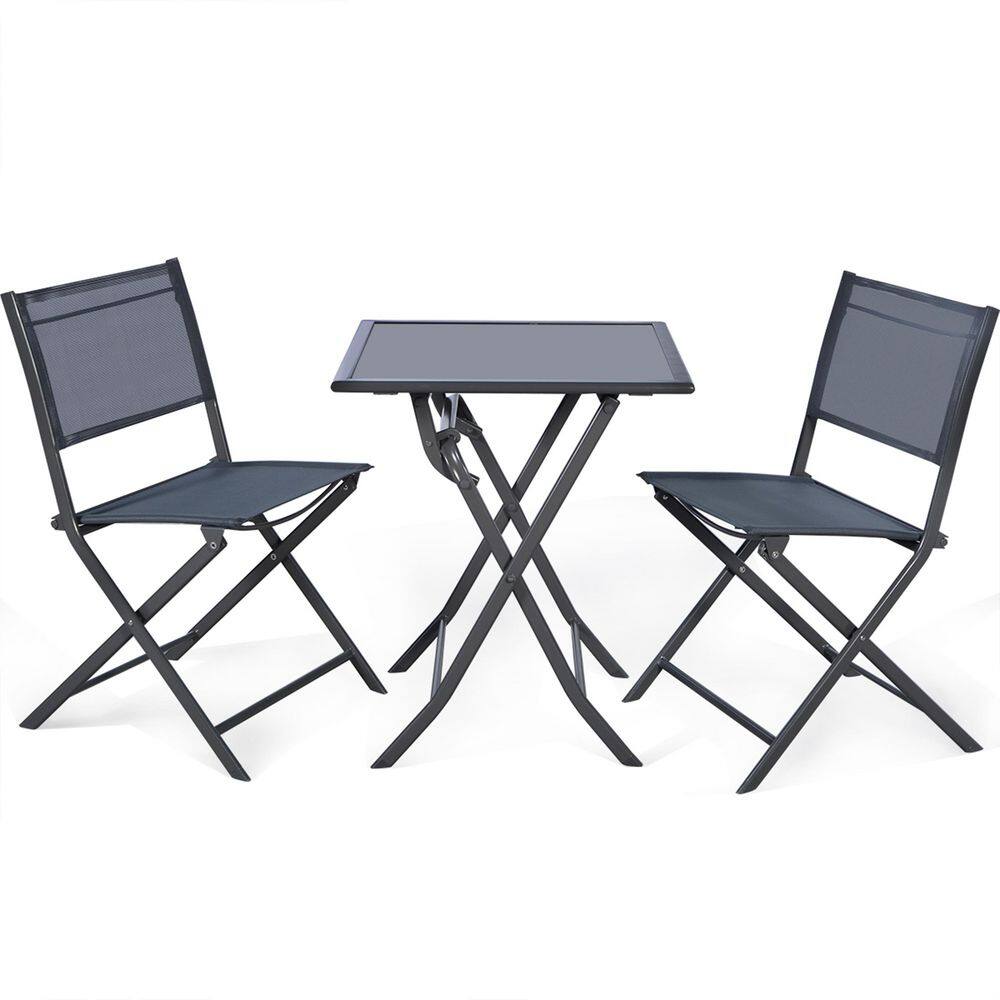 SUNRINX 3 Pieces Bistro Set Garden Backyard Table Chairs Furniture Set