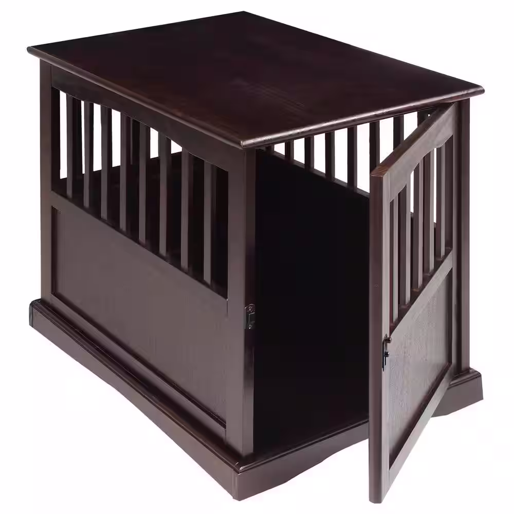 Casual Home Small Espresso Pet Crate End Table with Gate