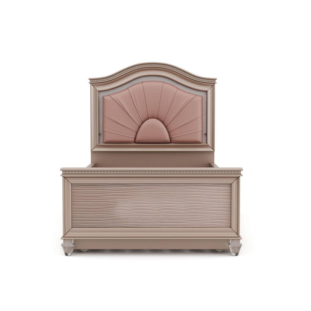 Furniture of America Panella Glam 2-Piece Rose Gold Full Wood Kids Bedroom Set with Trundle