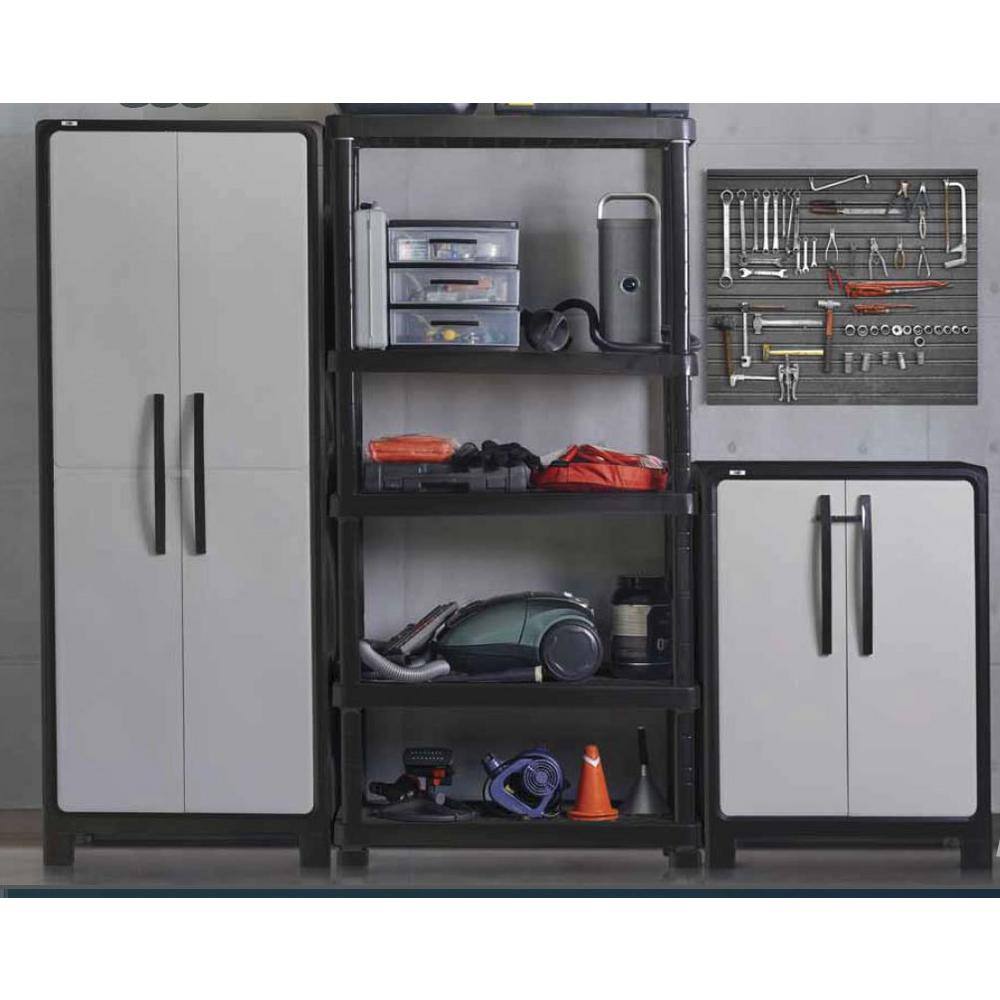 MQ ECO 90.9 in. W x 74.4 in. H x 18.1 in. D 1-Medium and 2-Large 11 Shelves Freestanding Cabinets in Black and Gray