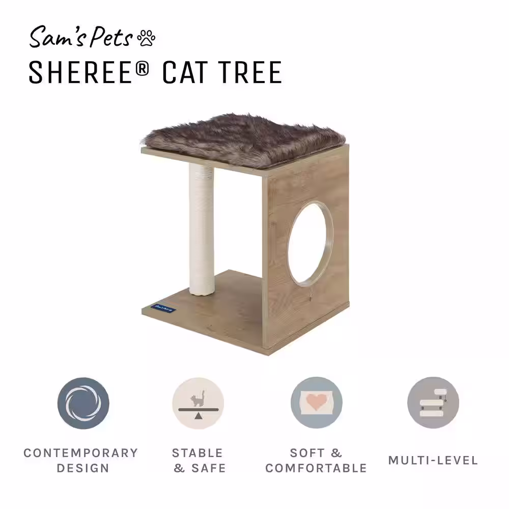 Sam's Pets Sheree 17.32 in. Light Brown Cat Tree