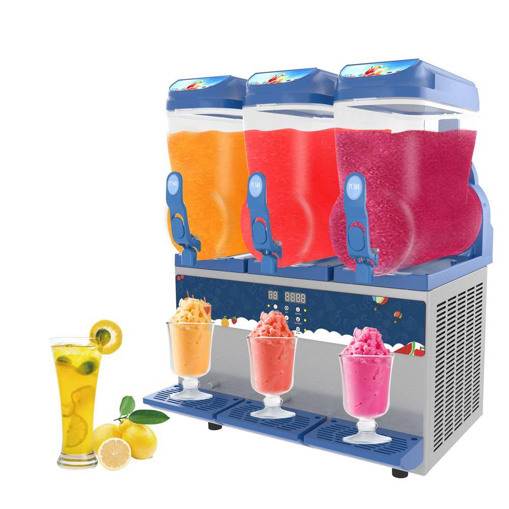 Phivve 1584 oz. Commercial Machine 3 x 15 L Tank 1200-Watt Stainless Steel Sliver Snow Cone Machine