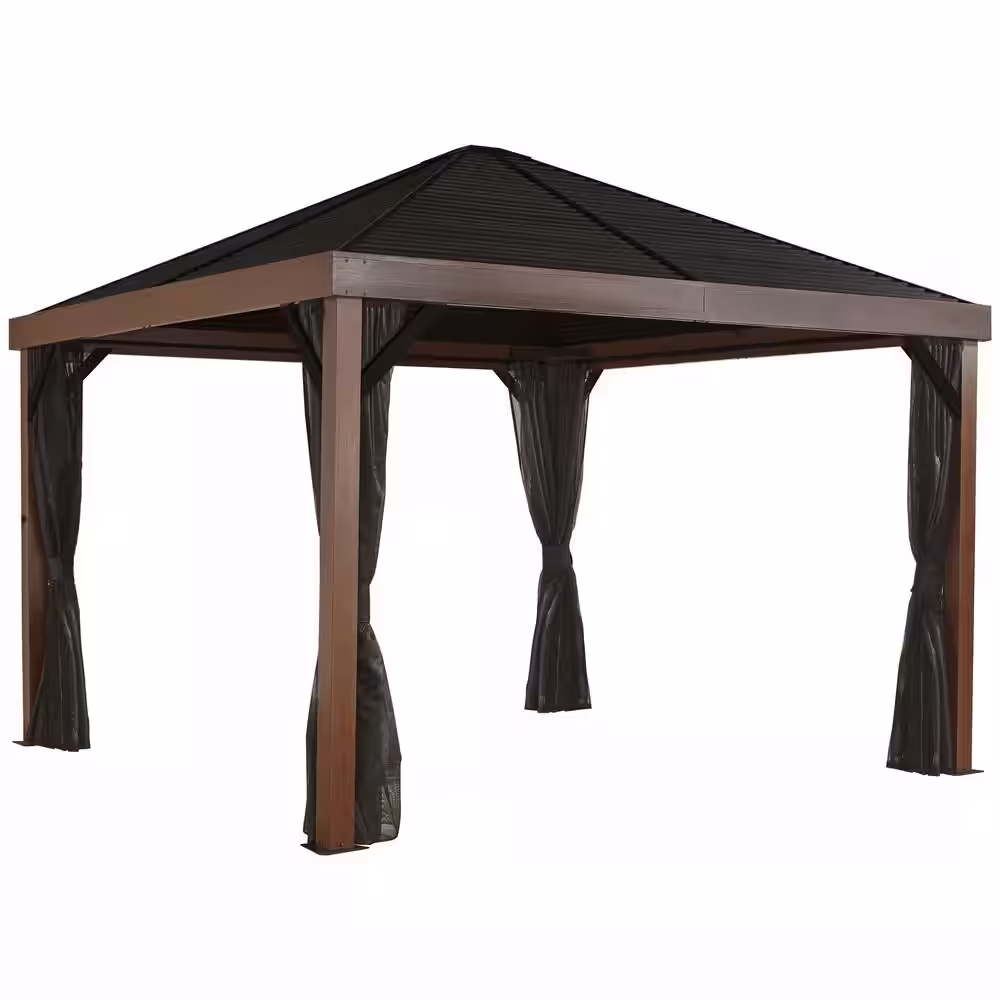 Sojag Valencia 12 ft. x 12 ft. Wood Effect Rustproof Aluminum Framed Gazebo
