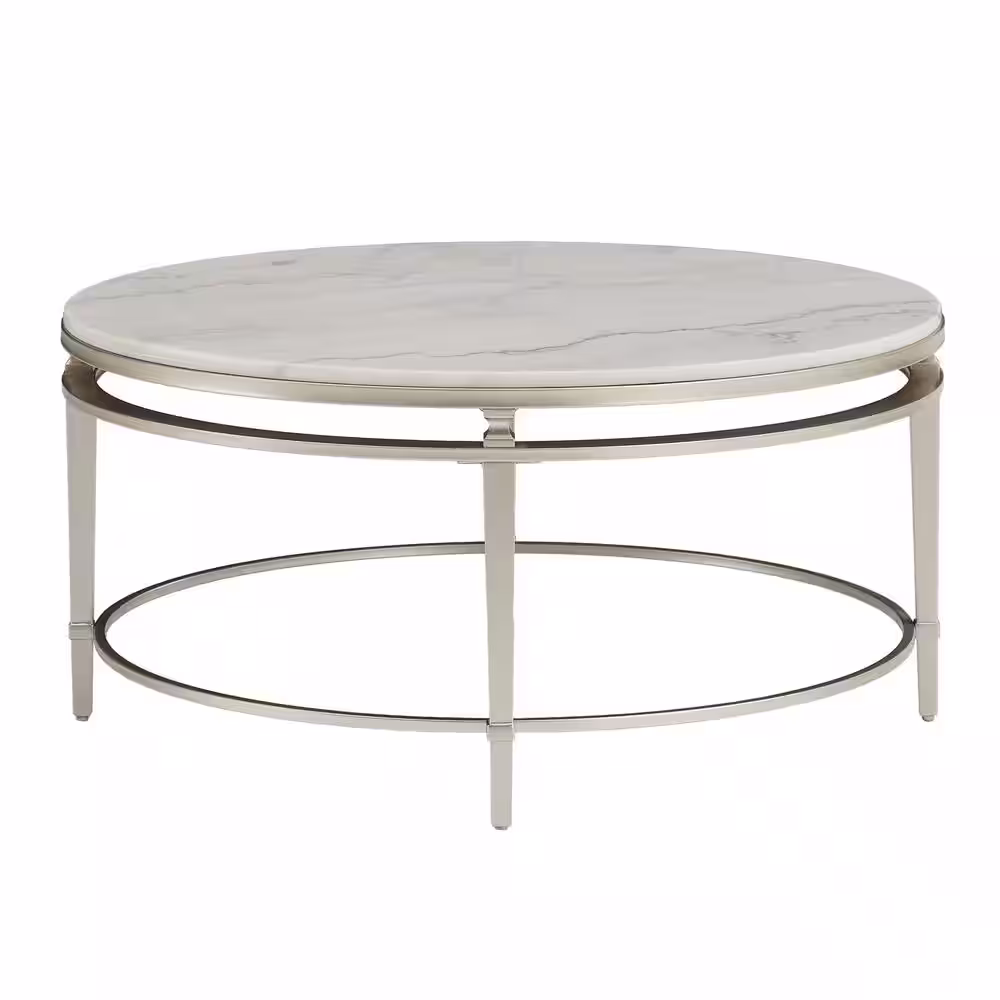 HomeSullivan Champagne Silver Marble Top Coffee Table