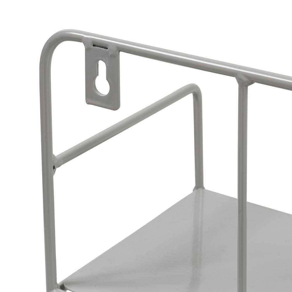 Honey-Can-Do 20 in. H x 18 in. W x 6 in. D Small 2-Tier Steel Laundry Room Wall Shelf in Gray