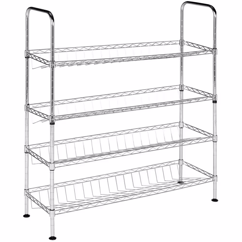 SAFAVIEH Lidia 33.5 in. Chrome Wire Adjustable Shoe Rack
