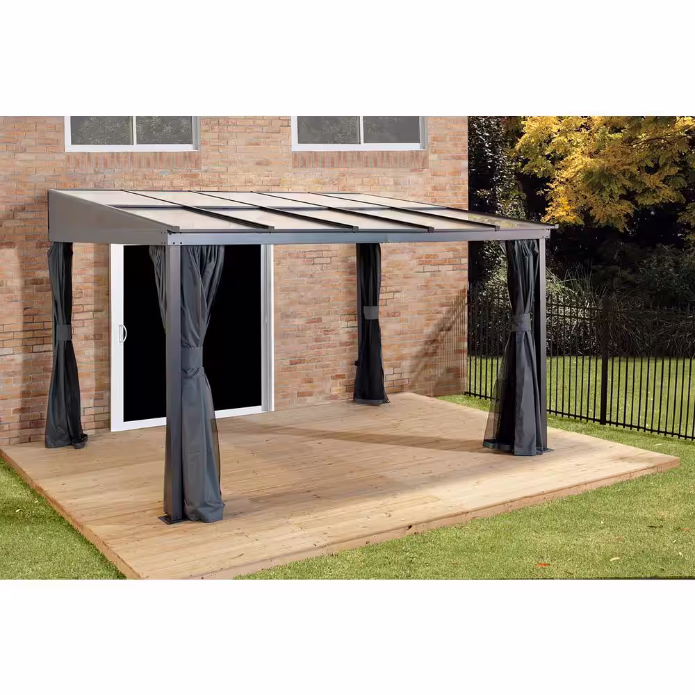 Sojag Pompano 10 ft. x 14 ft. Charcoal Wall Mounted Rustproof Aluminum Framed Gazebo