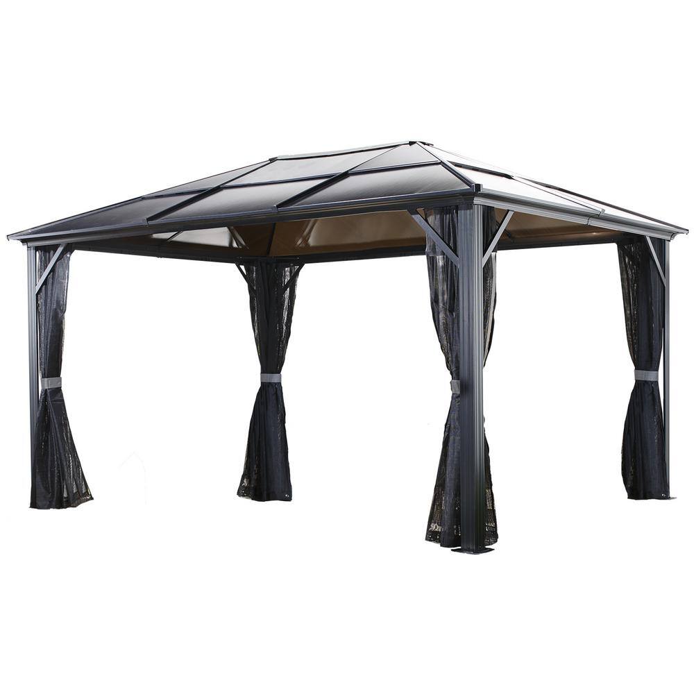 Sojag Meridien 10 ft. x 14 ft. Dark Grey Rustproof Aluminum Framed Gazebo