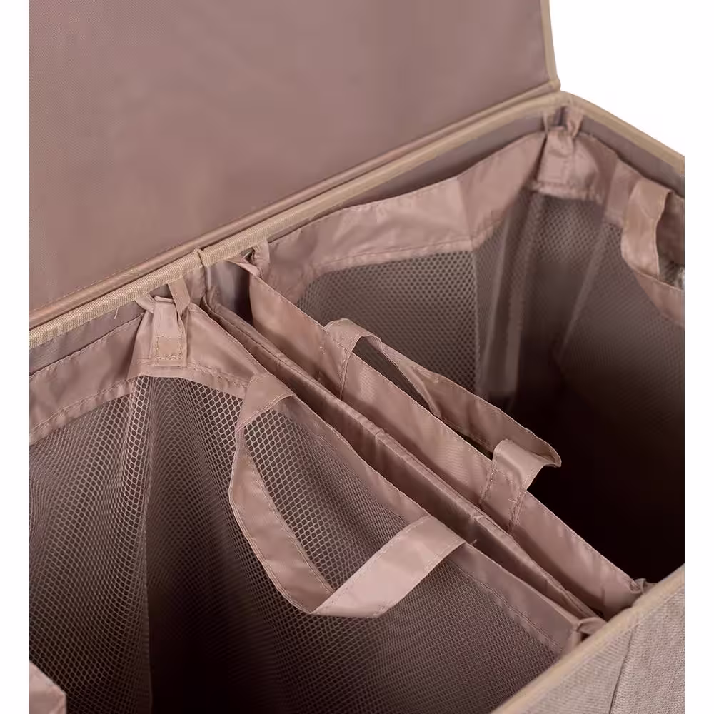 BirdRock Home Cream Double Laundry Hamper with Lid and Removable Liner