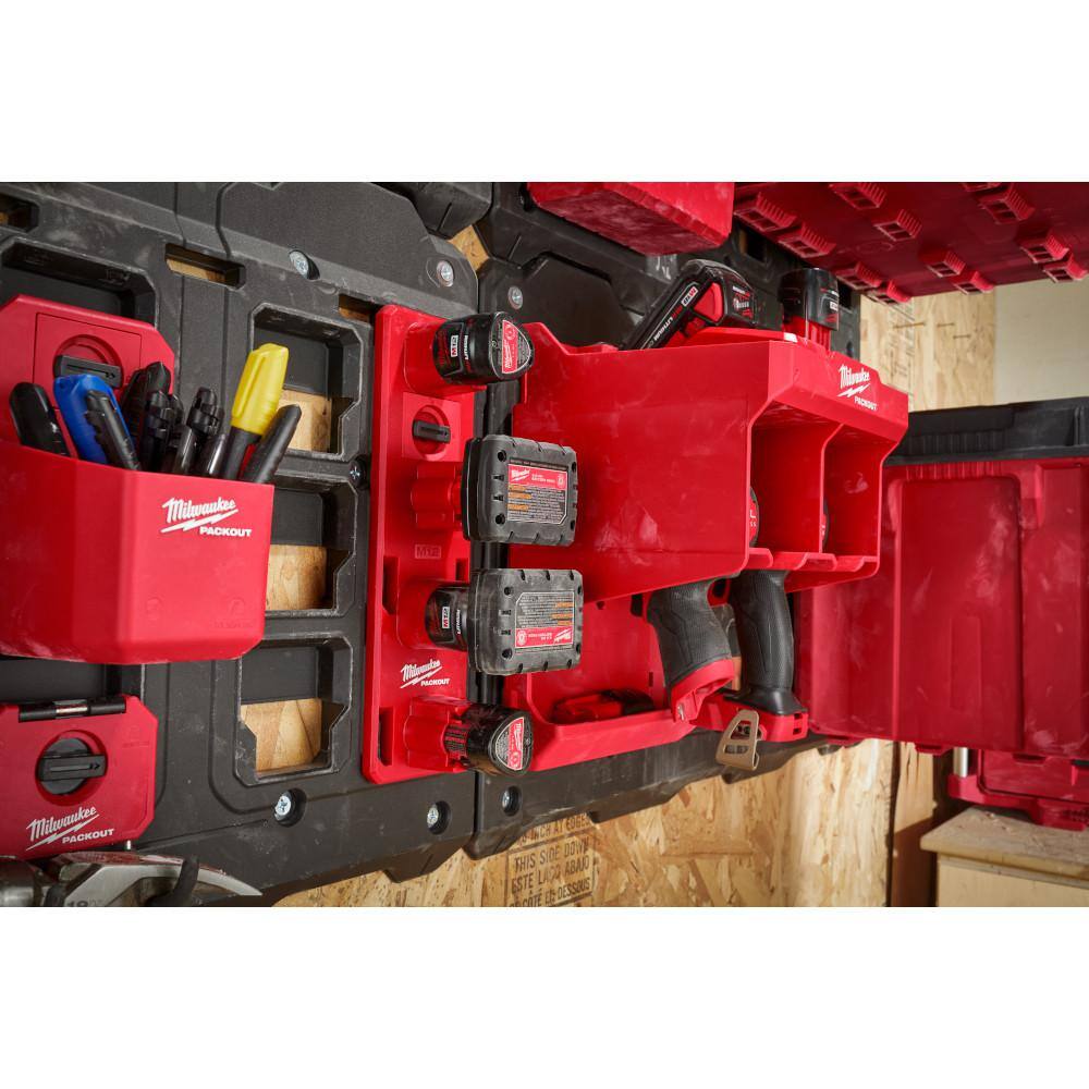 Milwaukee Packout M12 Battery Rack with Packout Large Wall Plate