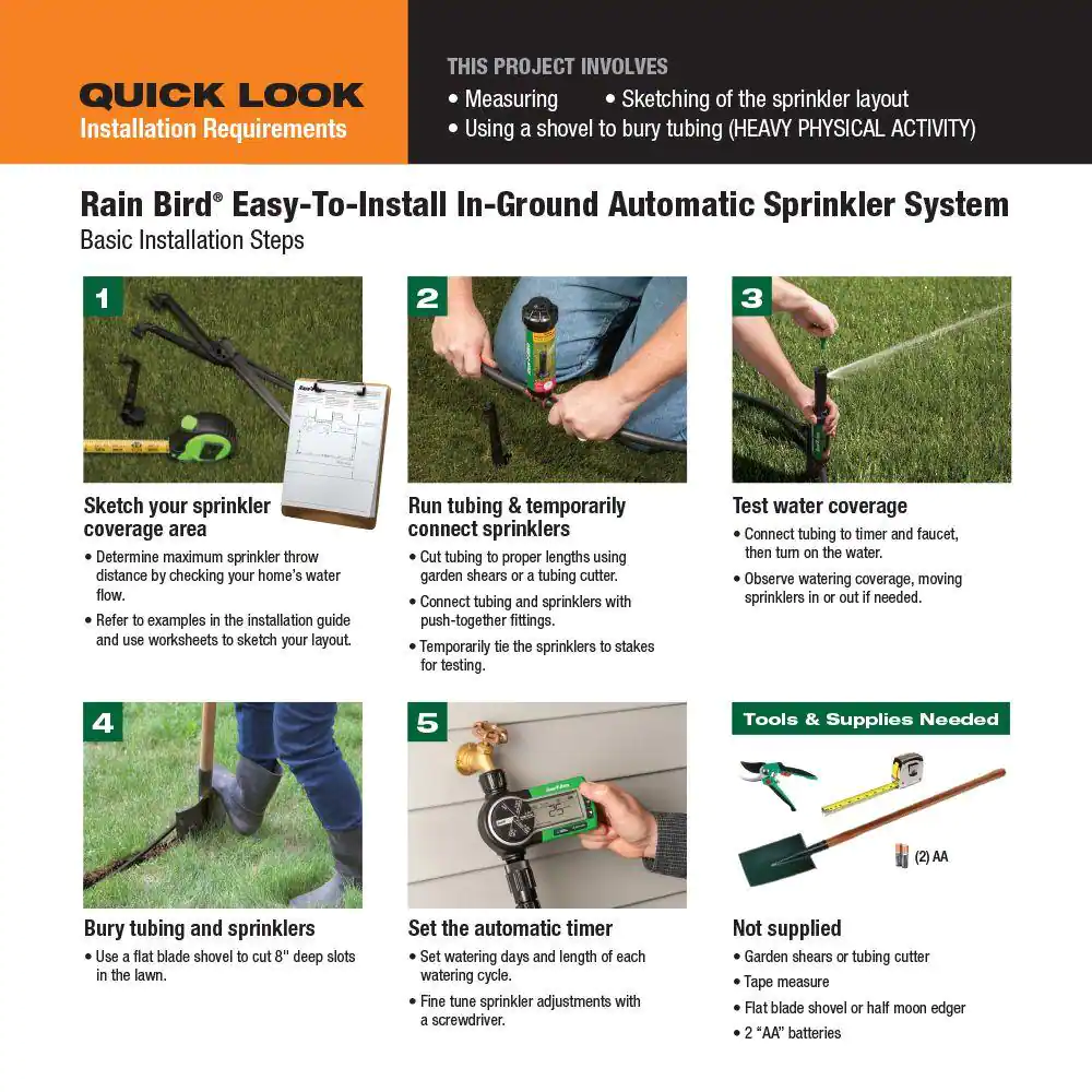 Rain Bird Easy to Install In-Ground Automatic Sprinkler System