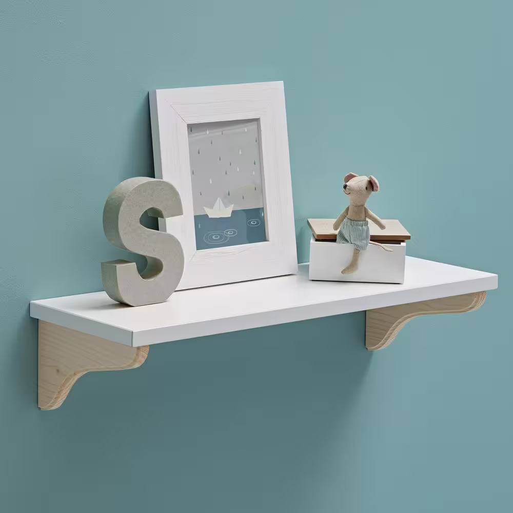 Dolle LITE 23.6 in. x 7.9 in. x 0.75 in. White MDF Decorative Wall Shelf without Brackets