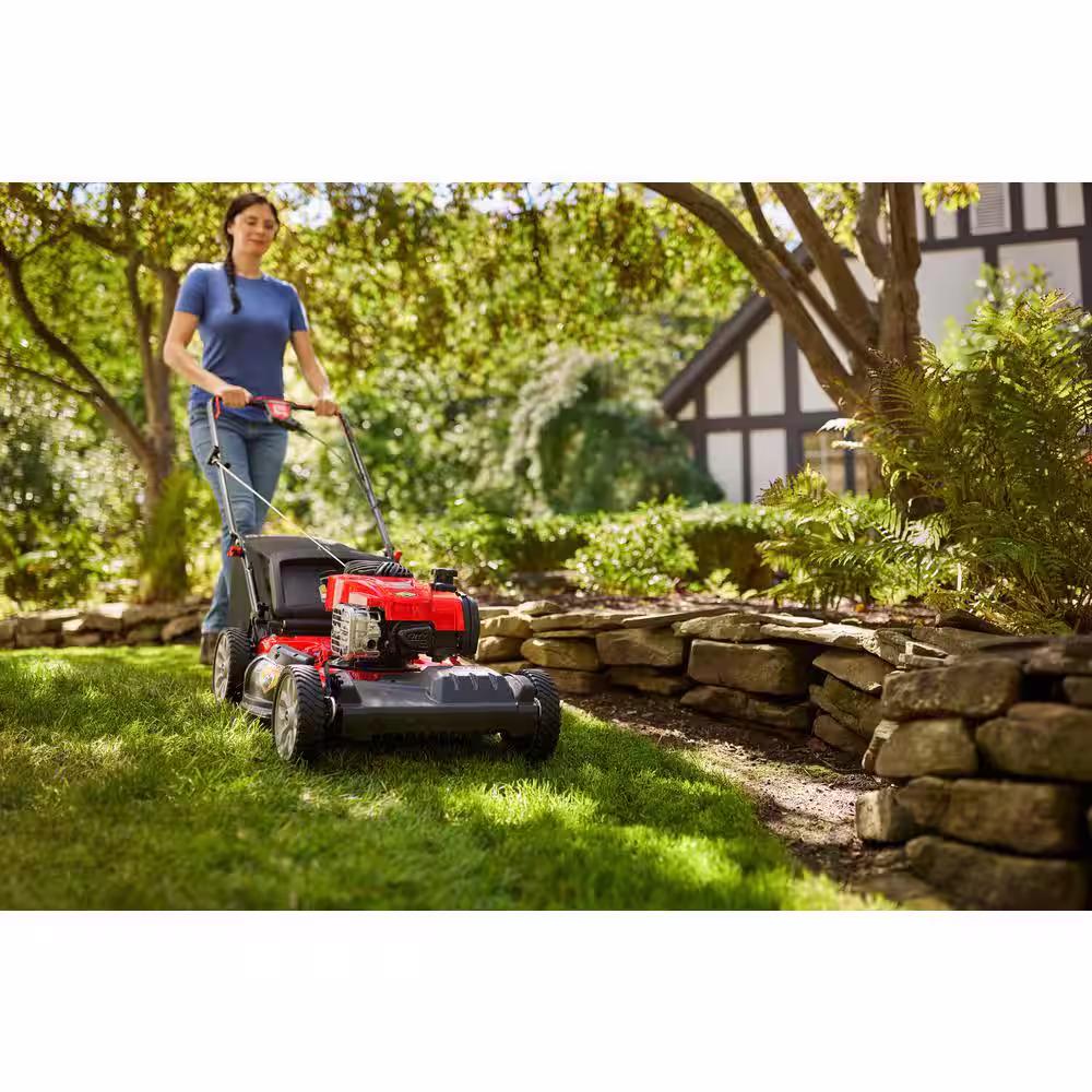 Troy-Bilt 21 in. 140 cc Briggs and Stratton Gas Engine Self Propelled Lawn Mower with Rear Bag and Mulching Kit Included