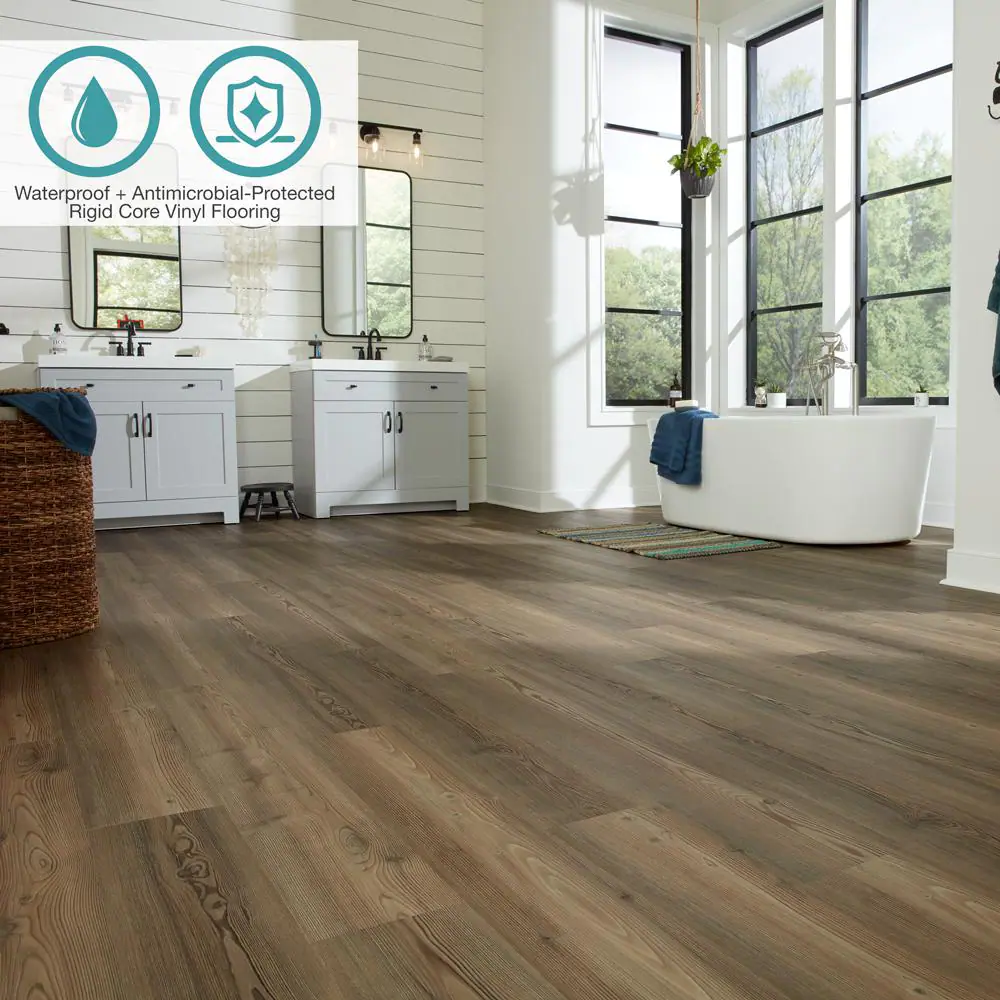 Pergo Defense+ Classic Weathered Pine 20 MIL x 7.5 in. W x 48 in. L Click Lock Waterproof Vinyl Plank Flooring (17 sqft/case)