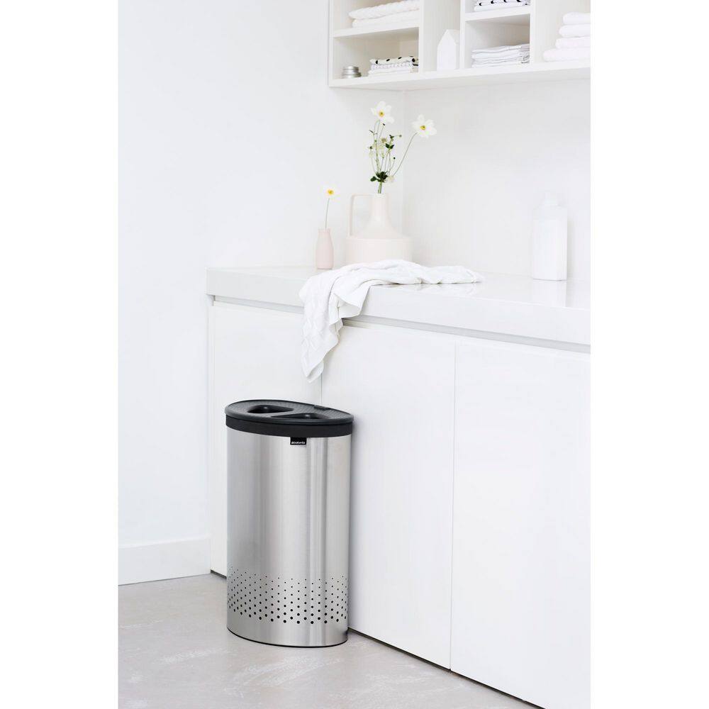 Brabantia Dual Compartment Laundry Hamper, 14.5 Gallon - Matte Steel