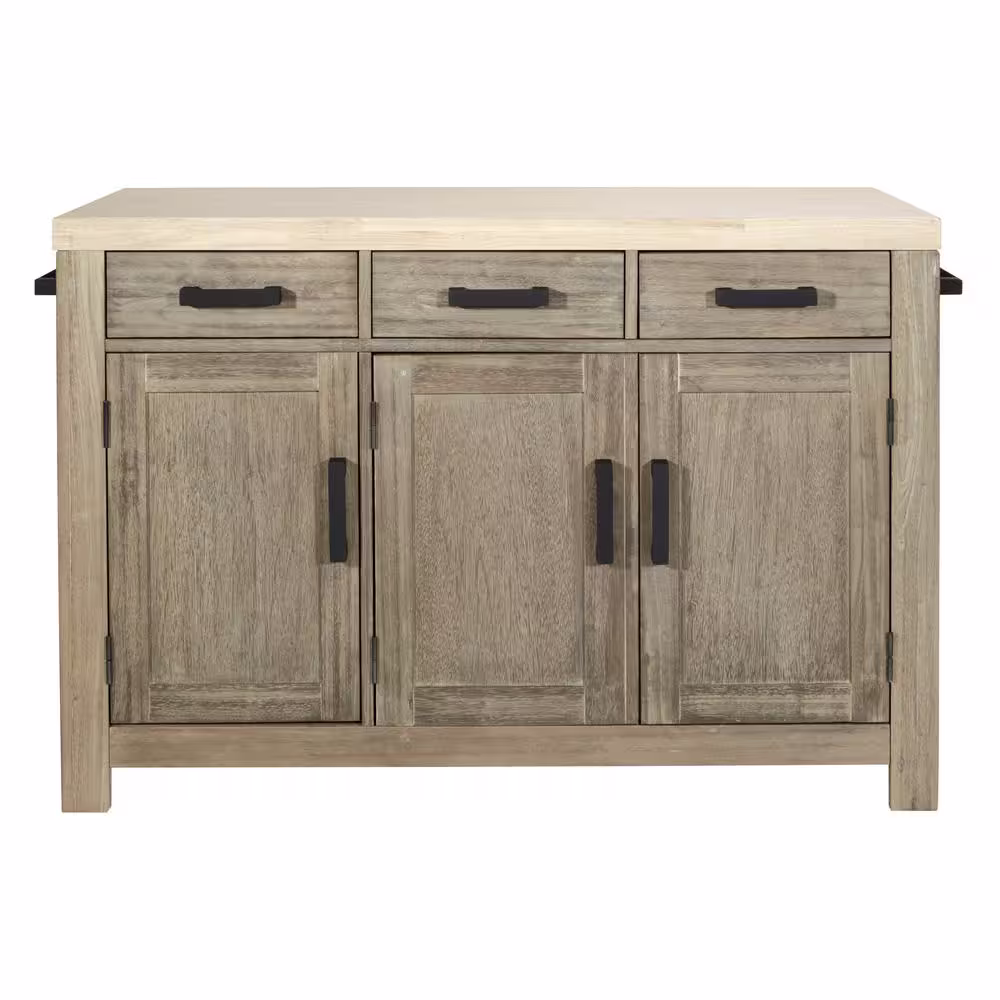 OSP Home Furnishings Cocina Kitchen Island Grey Wash with Wood Top and Frame