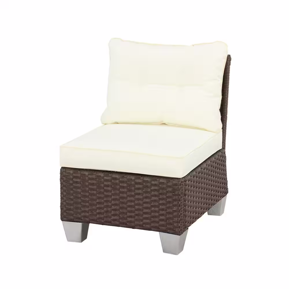 Patio Festival 6-Piece Wicker Patio Conversation Set with Beige Cushions