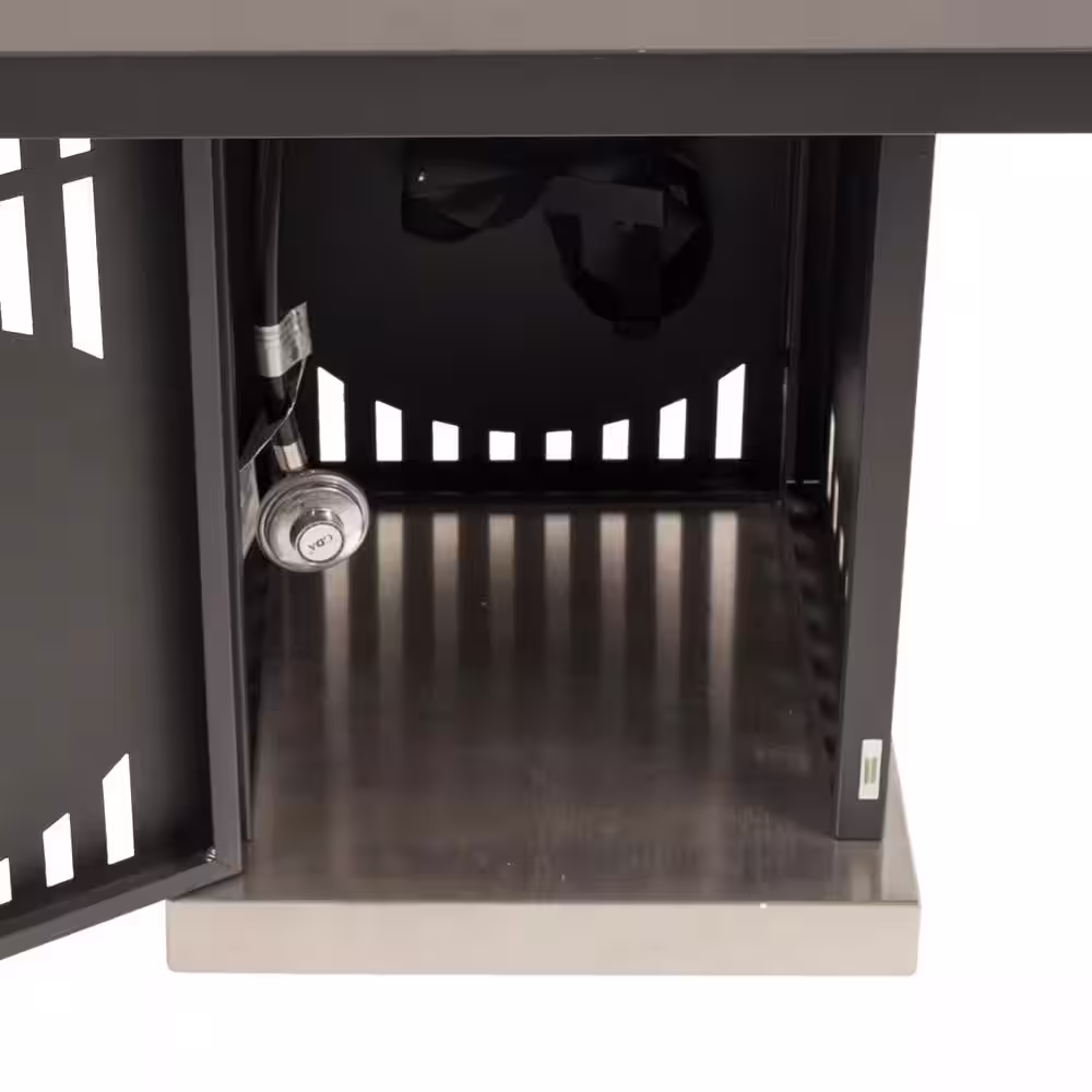 Pleasant Hearth Halifax 30 in. x 27 in. Square Steel Propane Gas Fire Pit Table in Black with Glass Fire Rocks