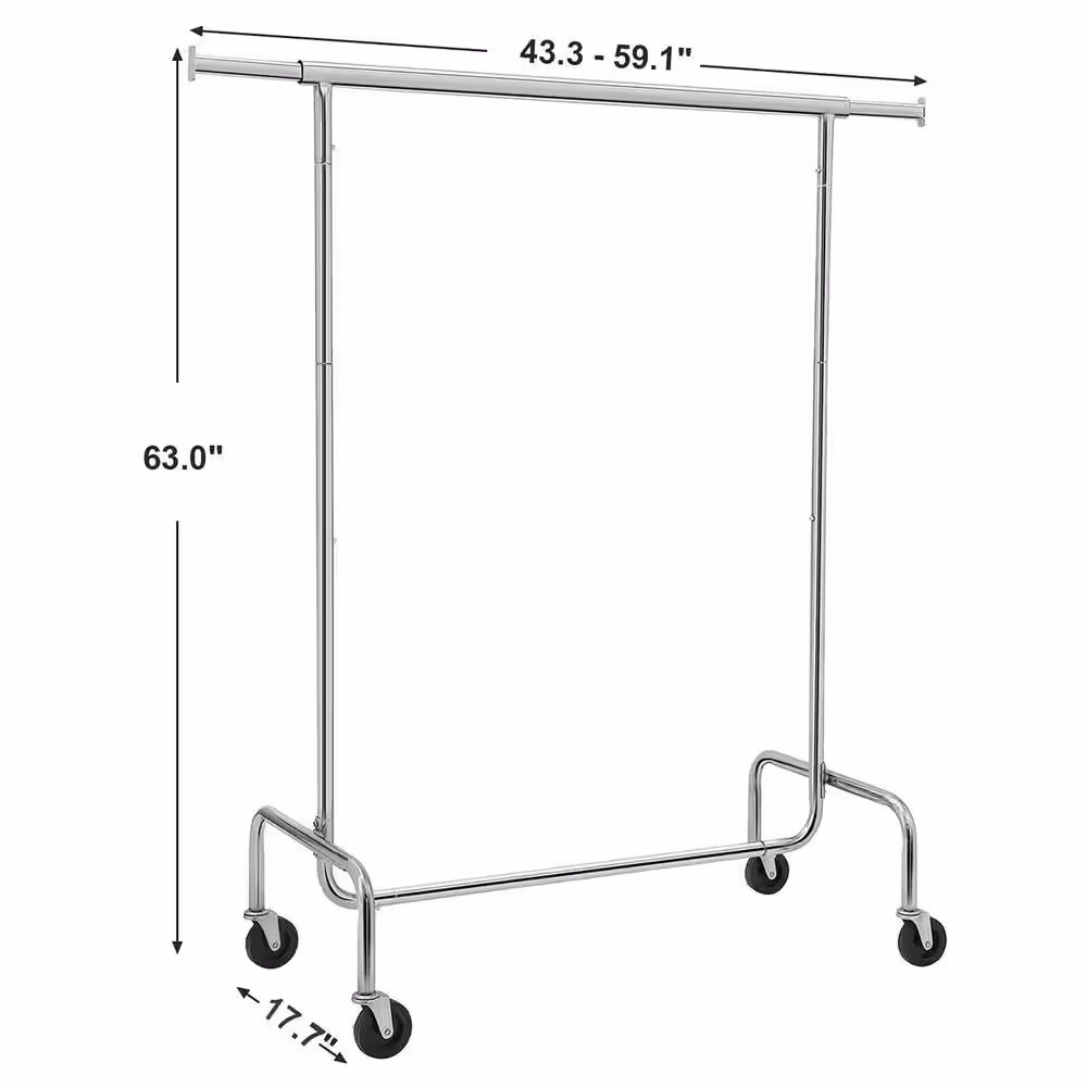 None Chrome Metal Adjustable Garment Clothes Rack 43 in. W x 63 in. H