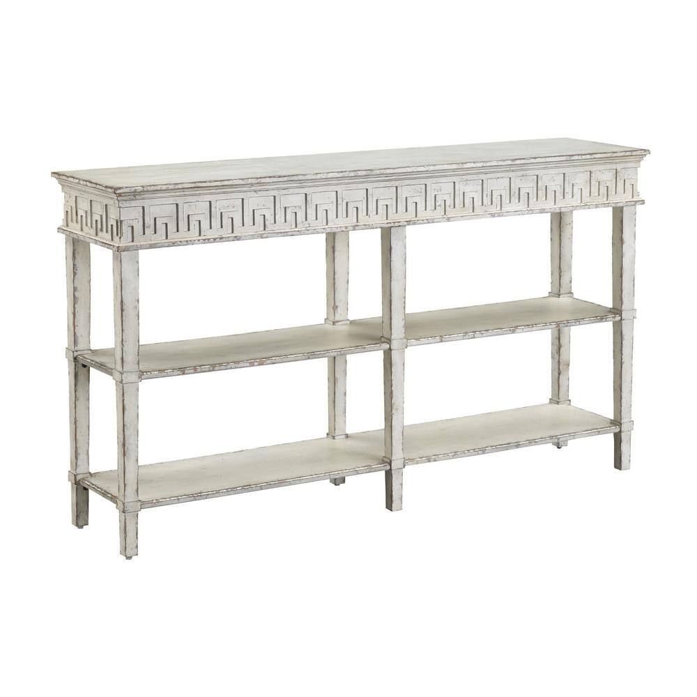 None 64 in. Athens White Rub Standard Rectangle Wood Console Table