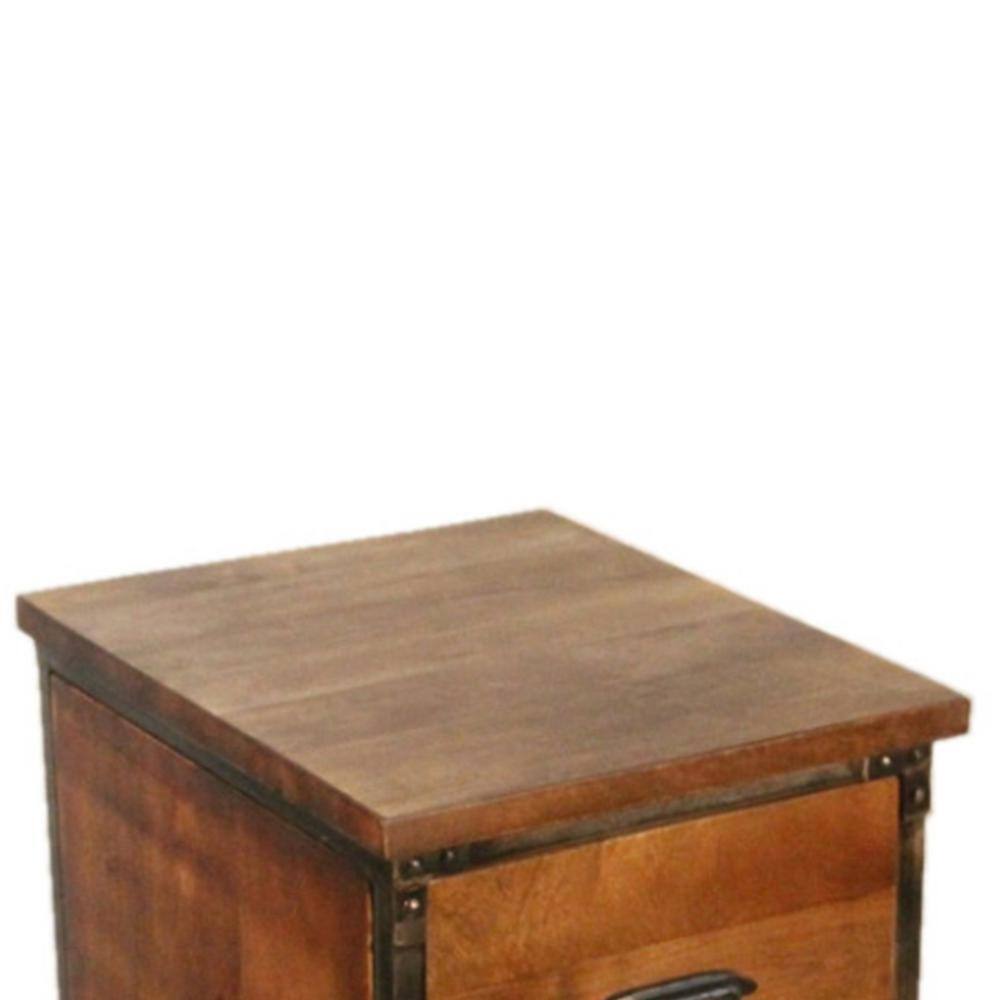 None Rustic 2-Drawer Brown Filing Cabinet