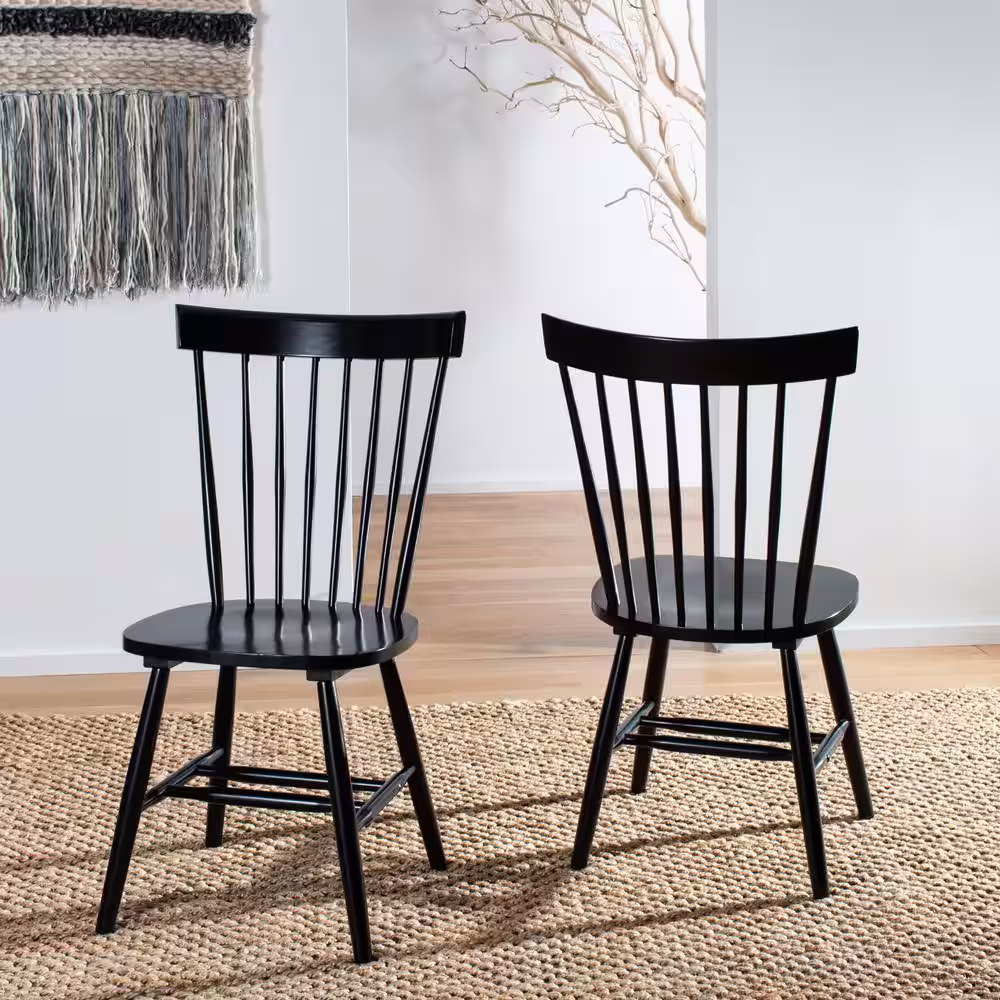 SAFAVIEH Riley Black Wood Dining Chair (Set of 2)