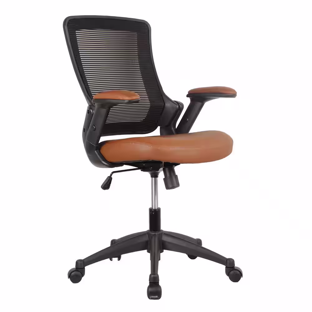 TECHNI MOBILI 25 in. Width Big and Tall Brown Faux Leather Task Chair with Adjustable Height