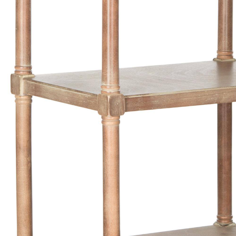 SAFAVIEH Odessa 66.9 in. Brown/Off-White Wood 4-shelf Bookcase