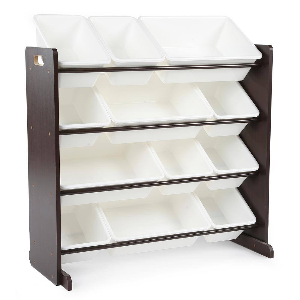 Humble Crew 12 Bin Deluxe Toy Storage Organizer in Espresso & White