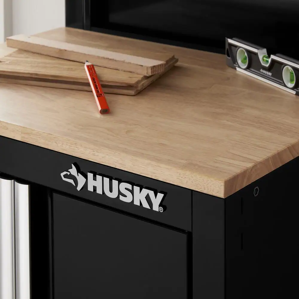 Husky 3-Piece Ready-to-Assemble Steel Garage Workstation in Black (26.6 in. W x 69.5 in. H x 19.5 in. D)