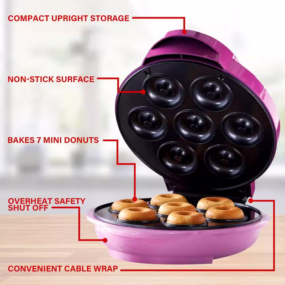Brentwood Appliances 750 W Pink Electric Food Maker (Mini Donut Maker) Nonstick