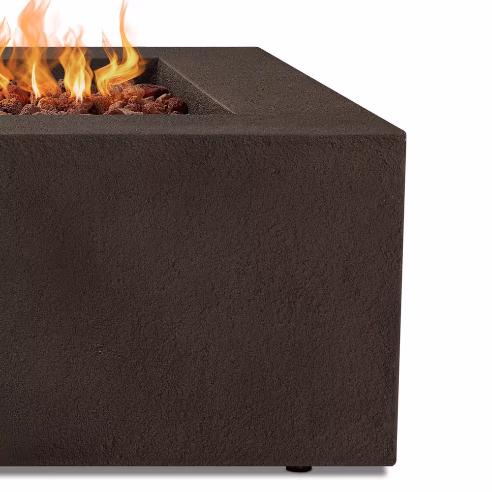 Real Flame Baltic 37 in. W X 16 in. H Square MGO Natural Gas Fire Table in Kodiak Brown with Burner Lid and Protective Cover