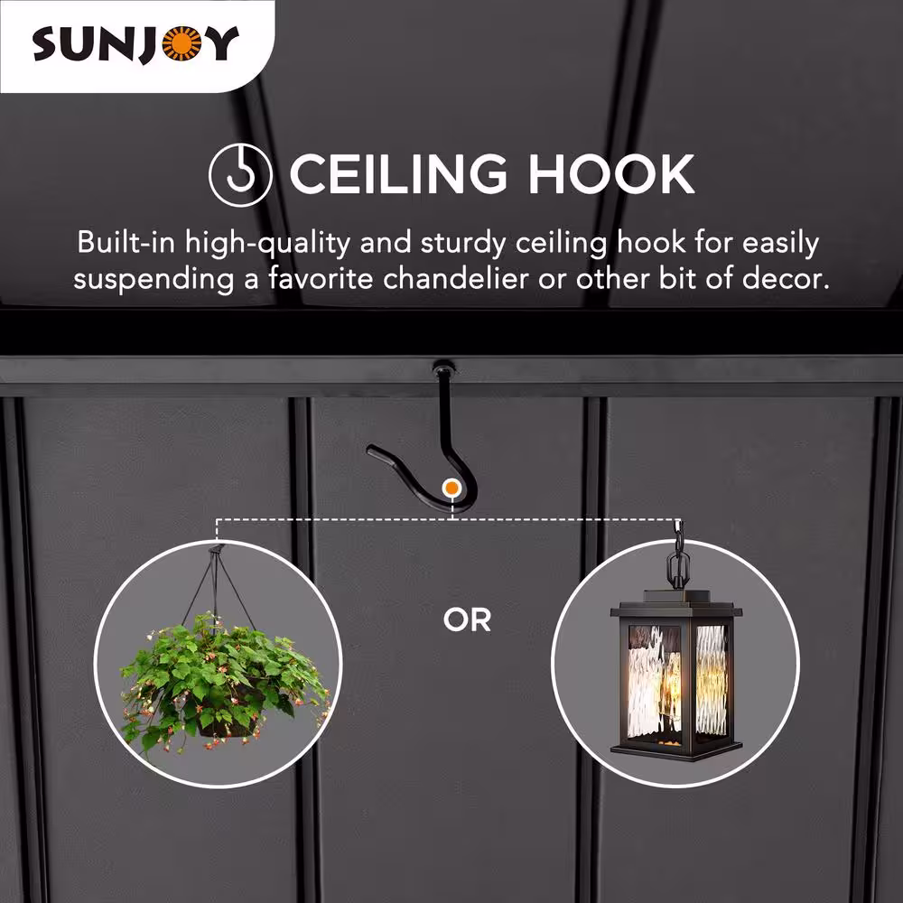 Sunjoy Wynn 13 ft. x 15 ft. Cedar Framed Gazebo with Brown Steel Gable Roof Hardtop