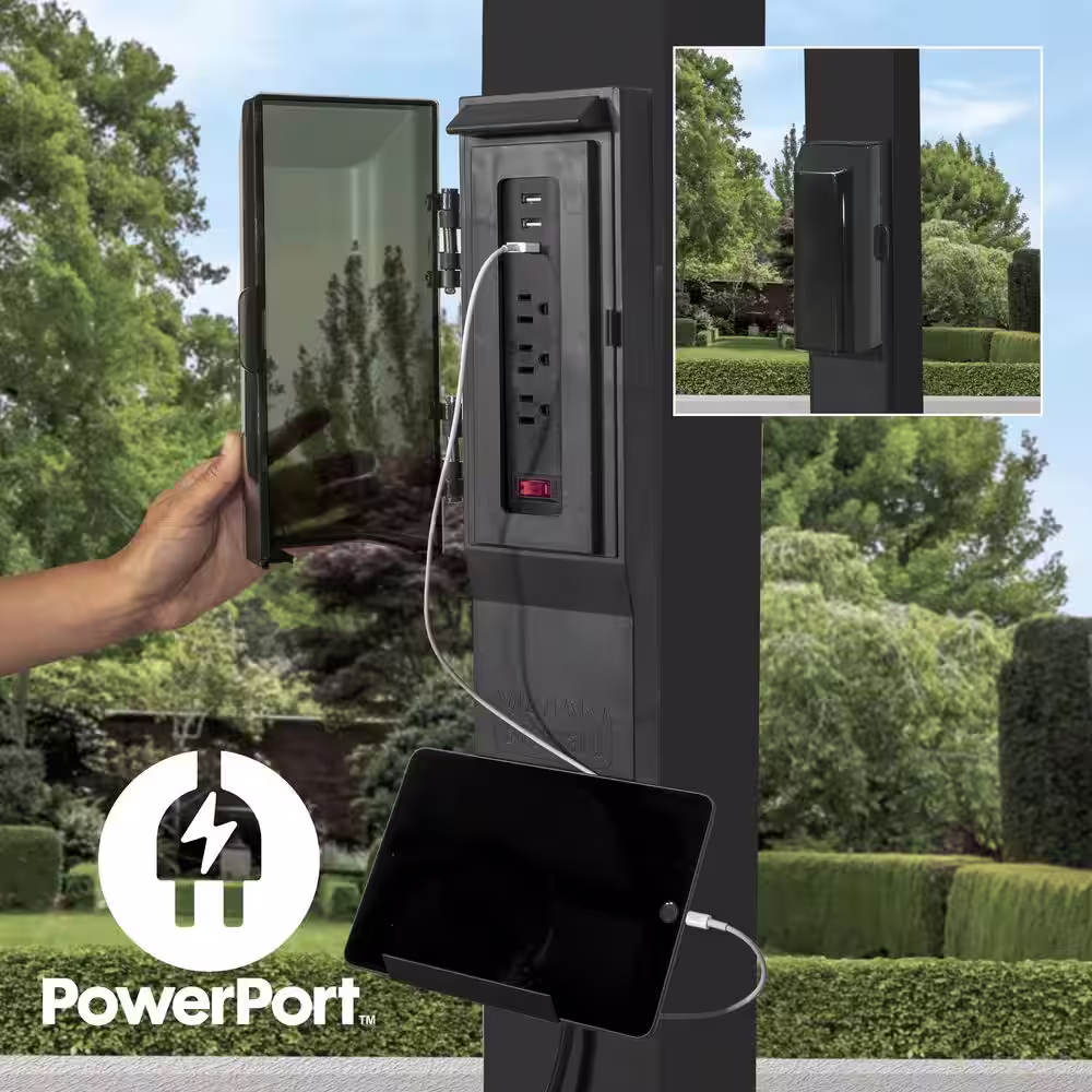 None Trenton 14 ft. x 12 ft. Black Steel Modern Pergola with Sail Shade Soft Canopy