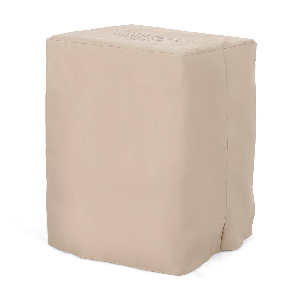 Noble House Adios 19.50 in. x 28.50 in. Square Concrete Propane Fire Pit in Light Grey