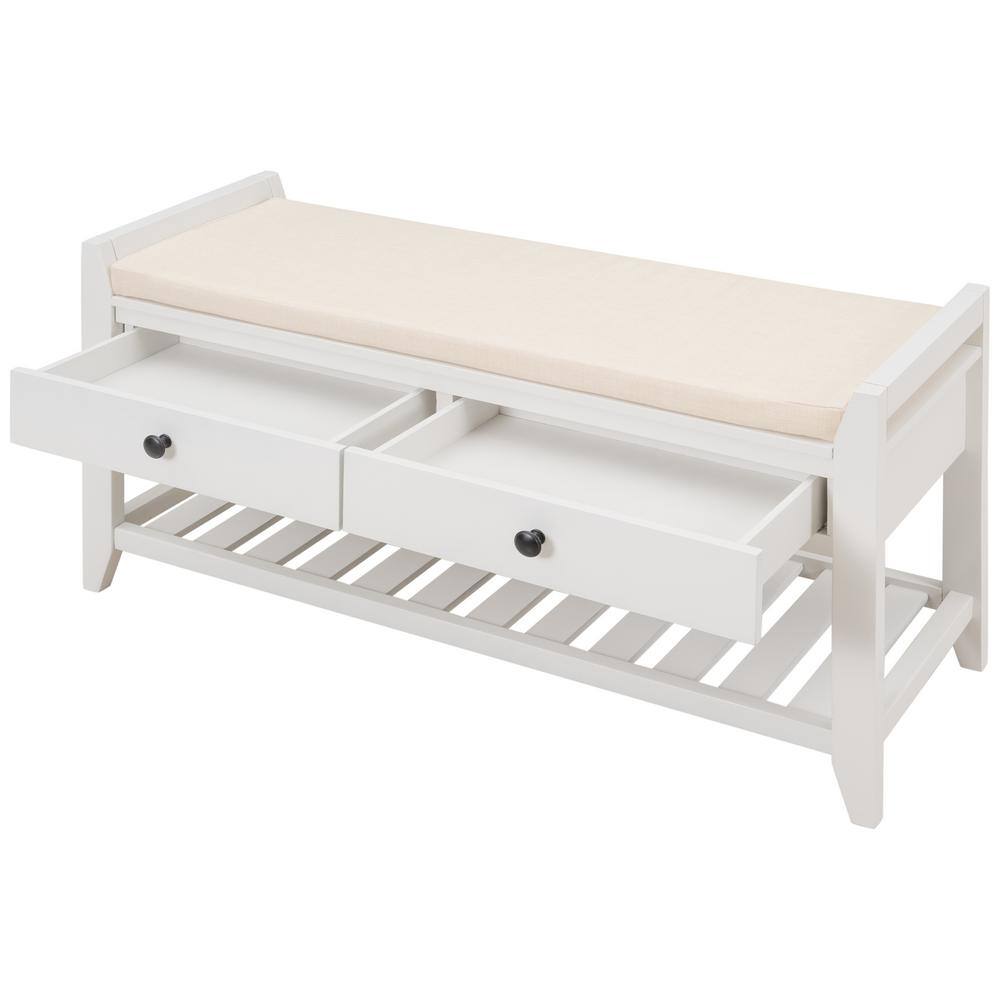 Utopia 4niture Shanaia 19.8 in. H x 39 in. W Wooden Shoe Rack with Cushioned Seat and Drawers Shoe Storage Bench (4-Pairs)