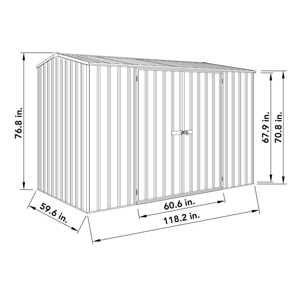 ABSCO Premier 10 ft. x 5 ft. Galvanized Steel Metal Shed in Monument Gray with SNAPTiTE Assembly System (50 sq. ft.)