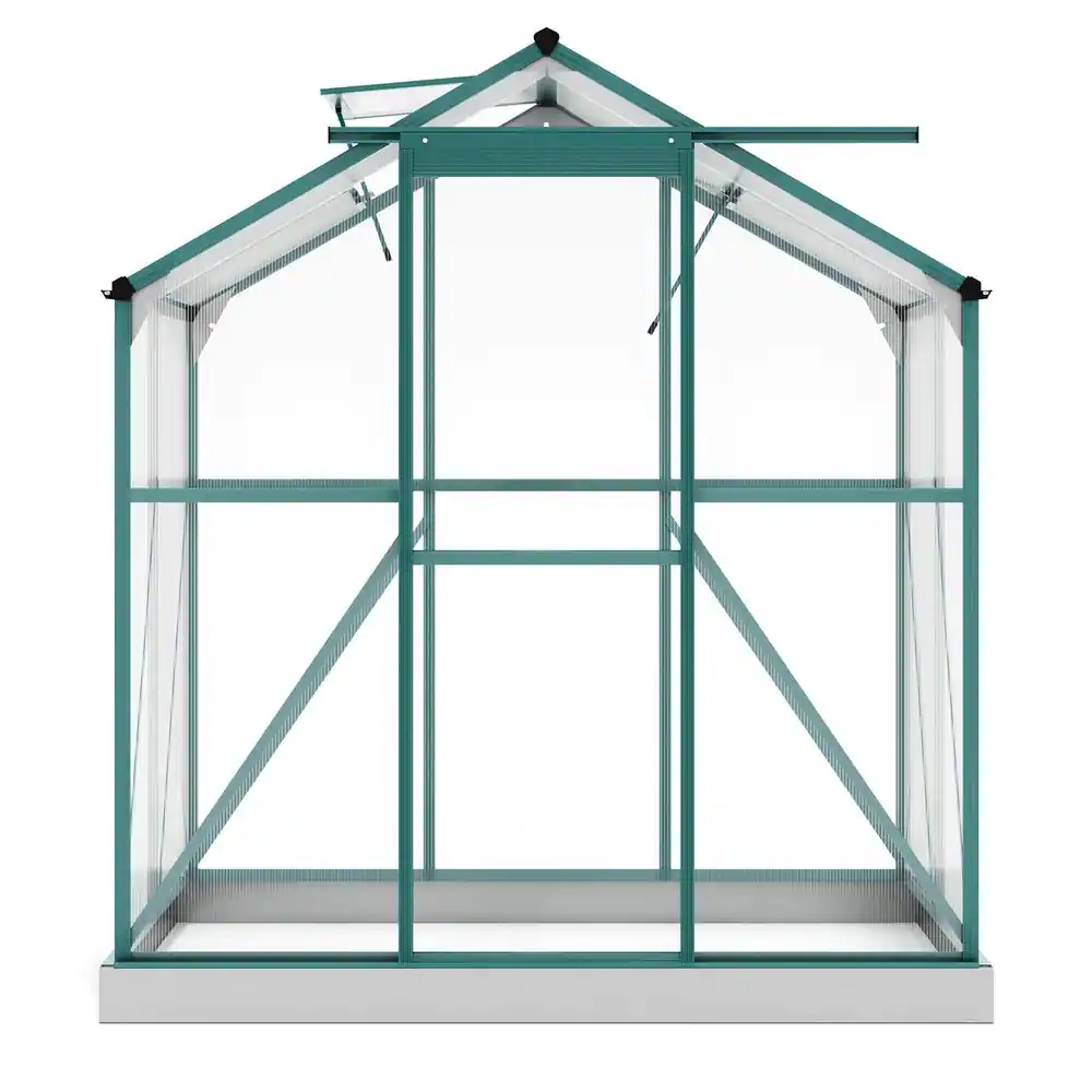 Tunearary 6.2 ft. W x 4.3 ft. Outdoor Walk-in Greenhouse Plastic Shed Double Polycarbonate Sliding Door 26.66 sq. ft