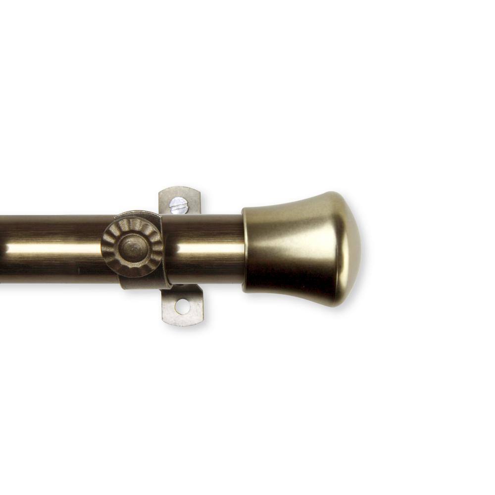 Rod Desyne 13/16 in. Bay Window Single Curtain Rod 20 in. in. - 36in., 38 in. - 72 in. in Antique Brass