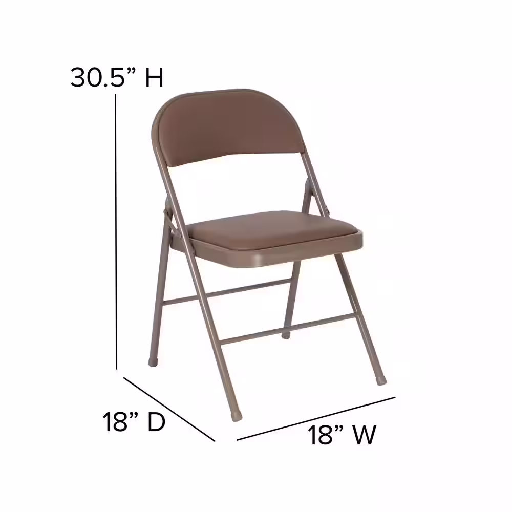 Flash Furniture Beige Metal Folding Chair (4-Pack)