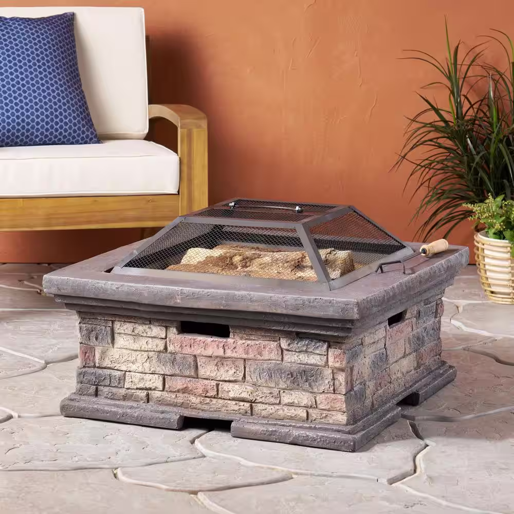 Noble House Ehlen 29 in. Stone Wood Burning Fire Pit