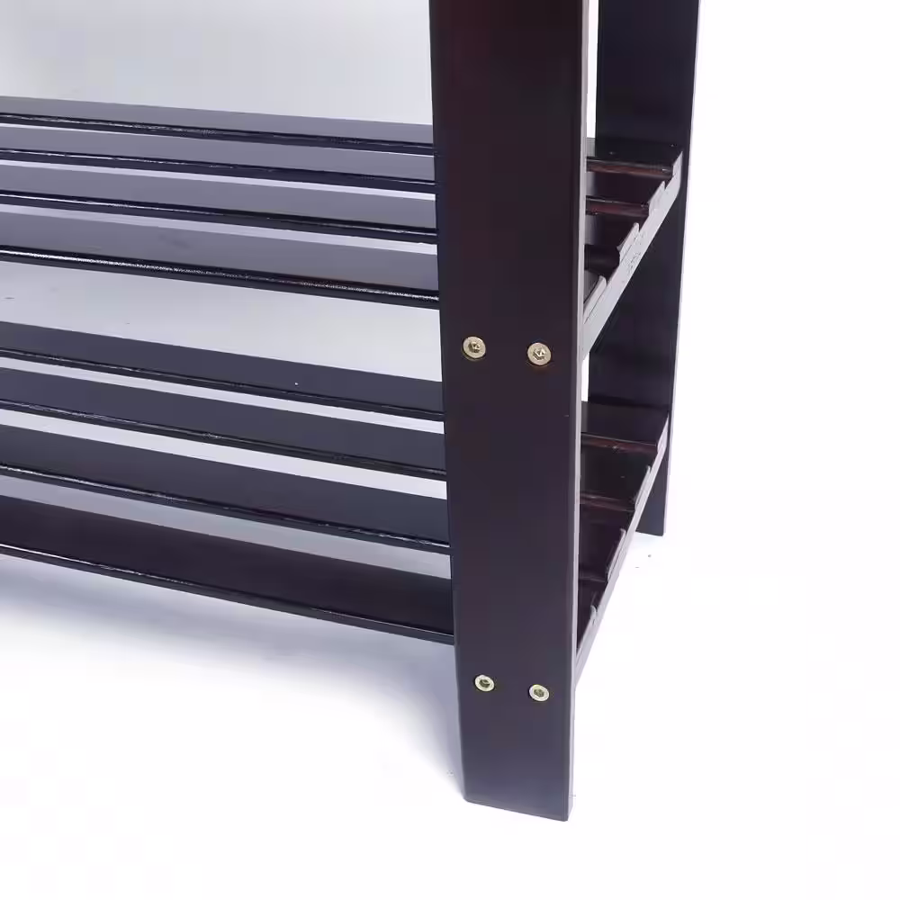 None 35.43 in. L x 11.02 in. W x 17.72 in. H 10-Pairs 3-Tier Brown Bamboo Shoe Rack