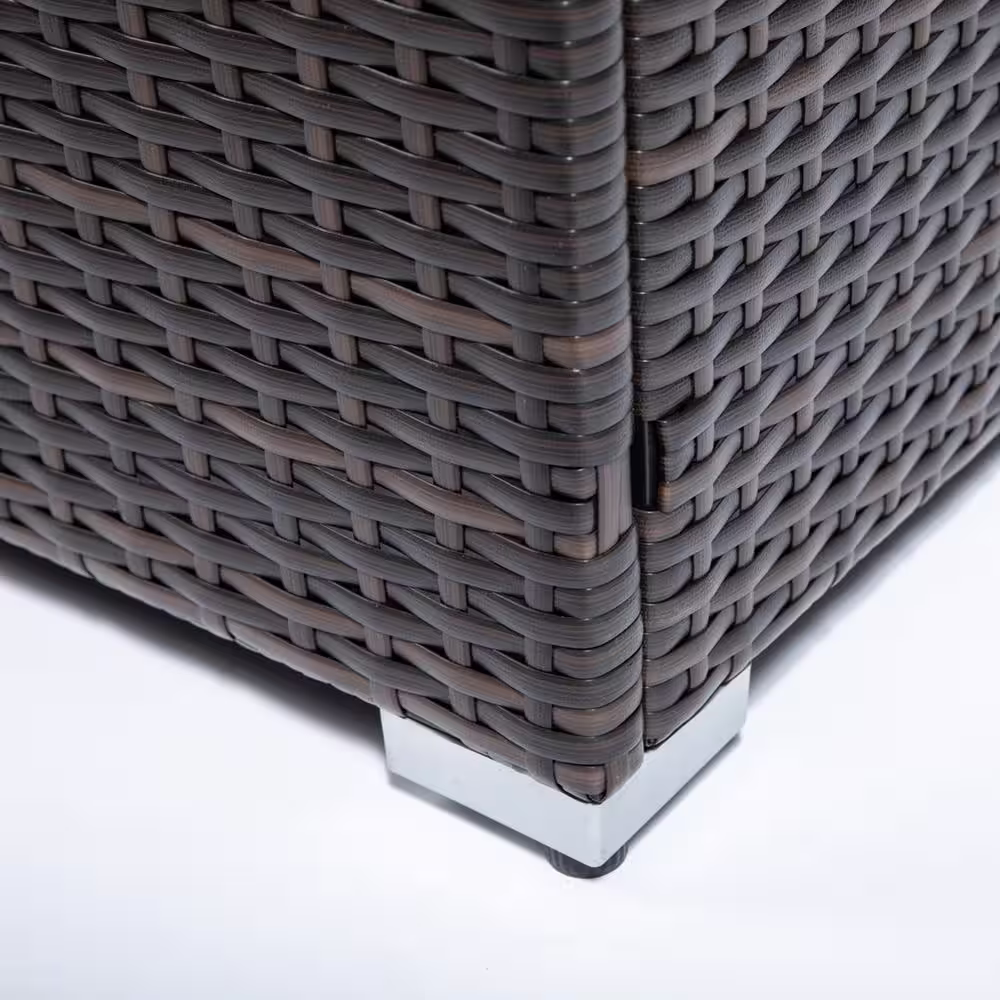 waelph Wicker Outdoor Fire Pit Table with Ceramic Tile Tabletop