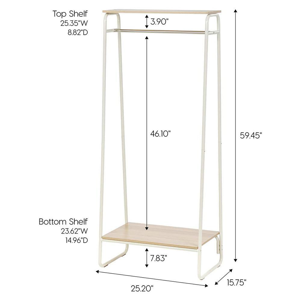 None White Metal Garment Clothes Rack 25.2 in. W x 59.5 in. H