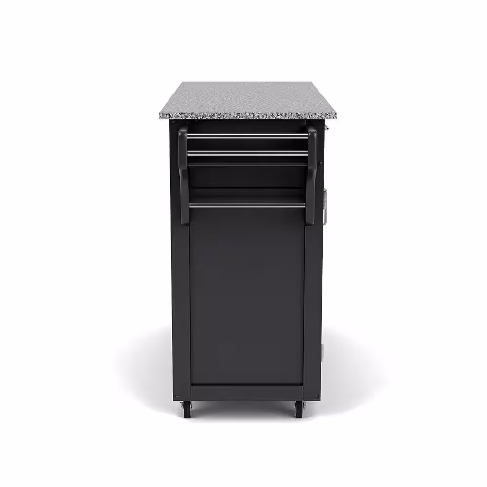 HOMESTYLES Create-a-Cart Black Kitchen Cart with Salt and Pepper Granite Top